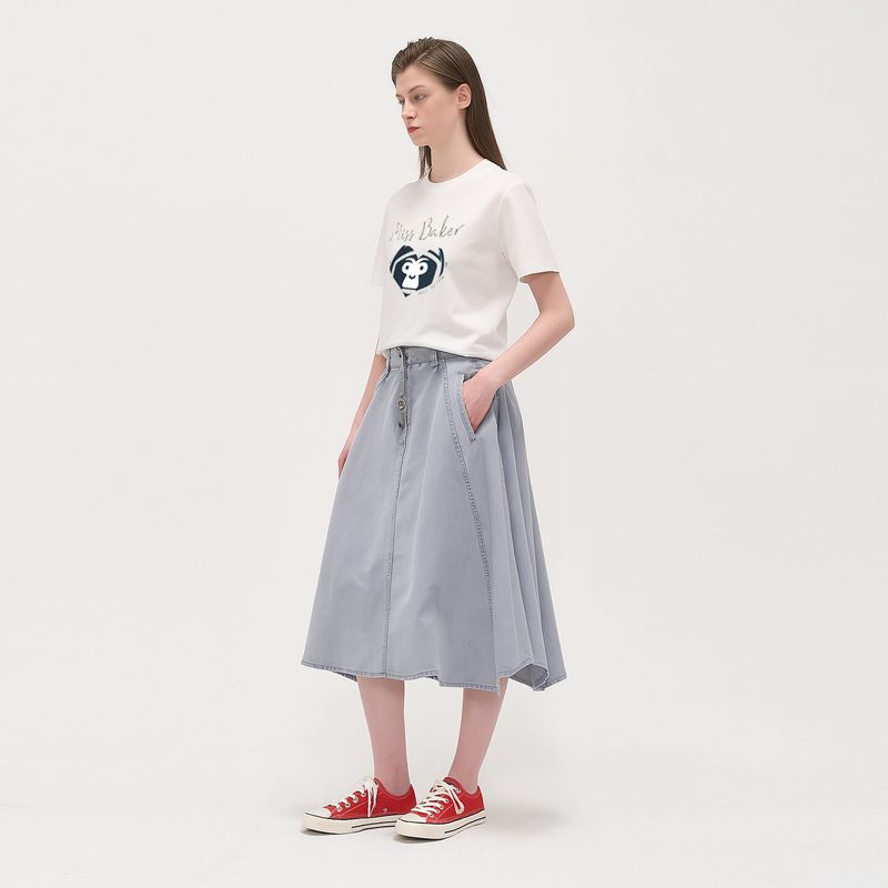 ハートバイカーパッチTシャツ ホワイト / ネイビー