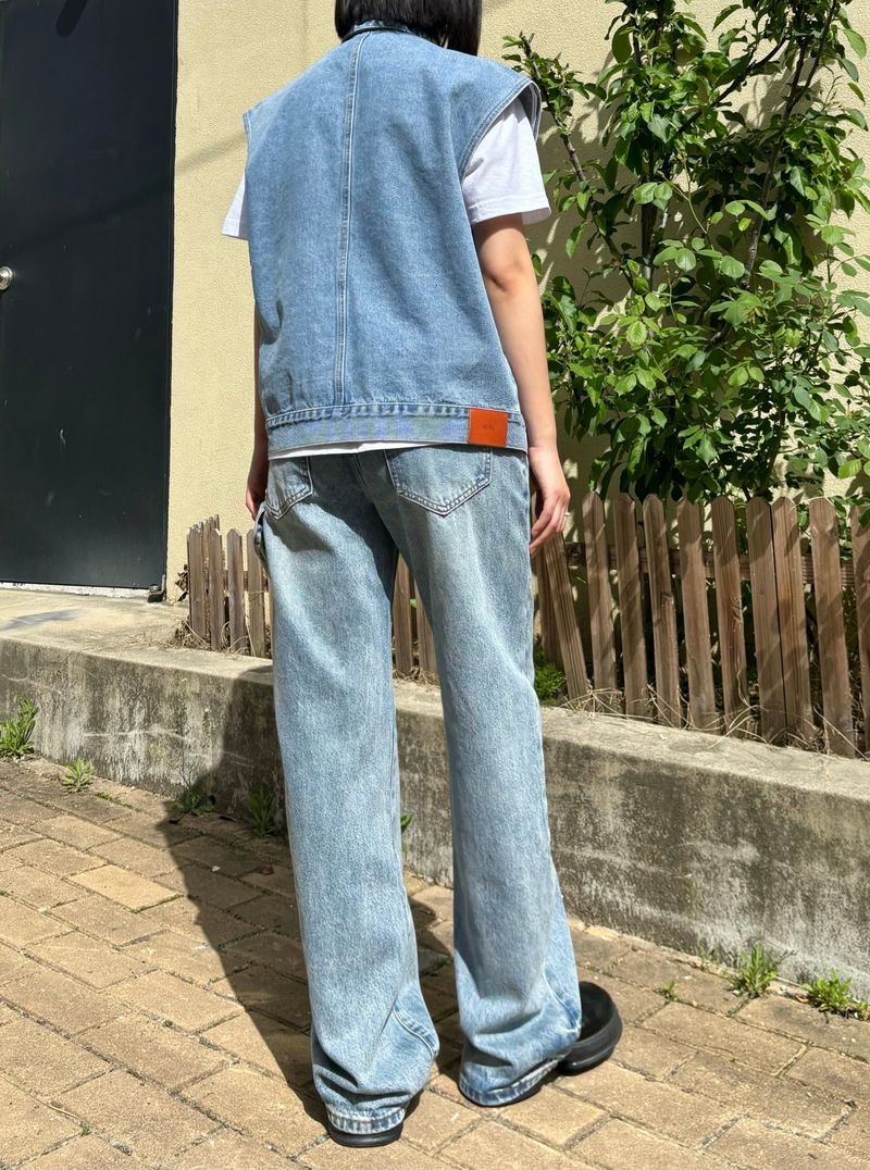 DENIM STRAP WIDE PANTS code 18105