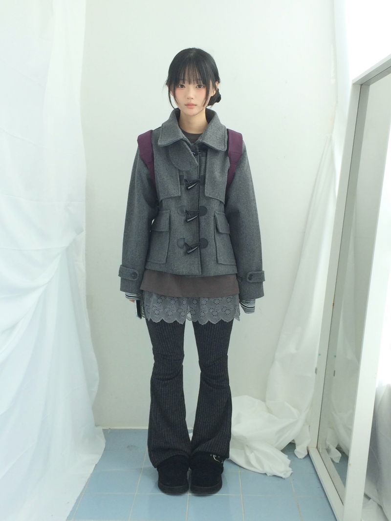 Stripe bootcut banding pants