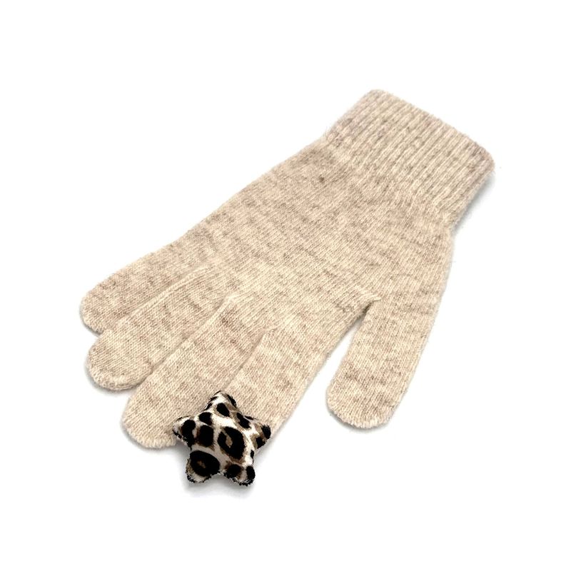 Star Wool Gloves [Oatmeal Leopard]
