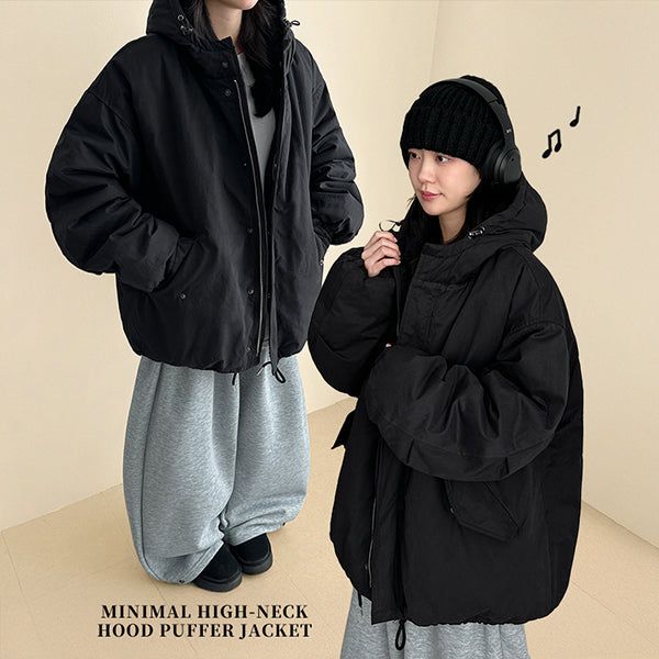 Lennet high neck hooded padded jumper