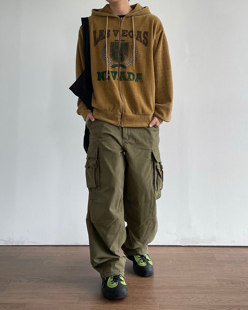 Crack Velvet Hooded Zip-Up