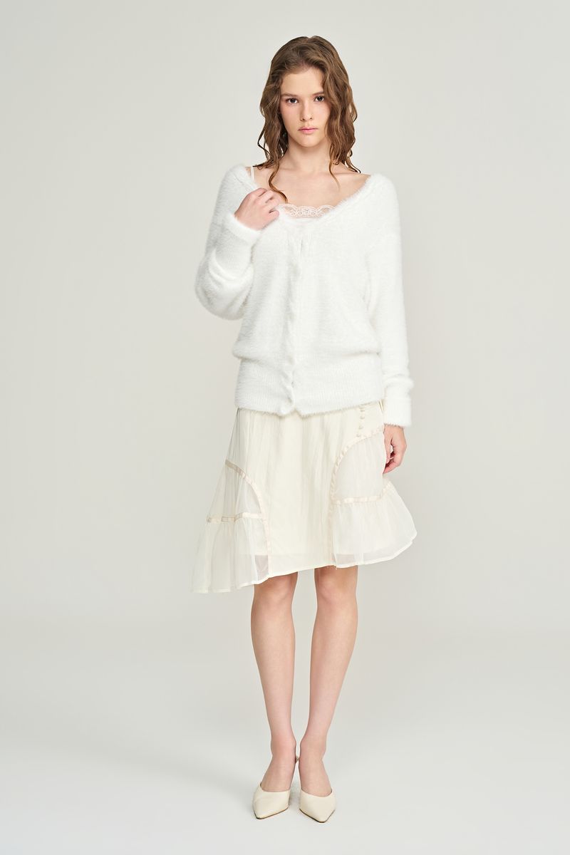Souffle deep v-neck cardigan, Ivory