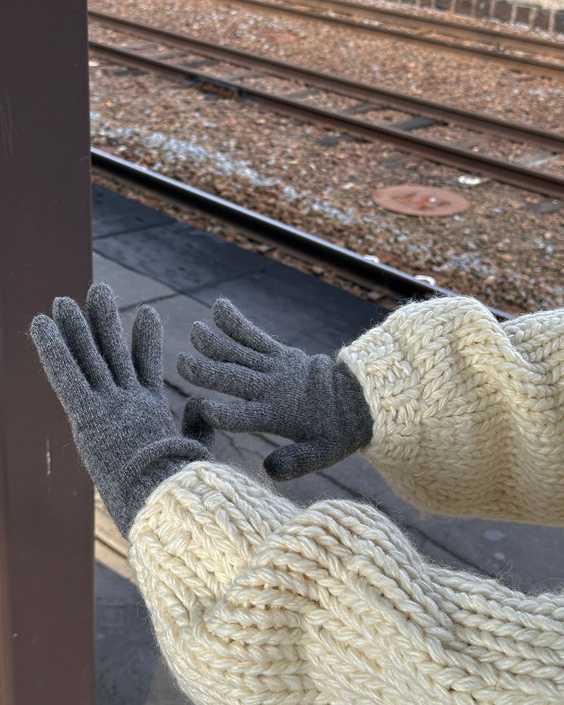 wool knit finger gloves