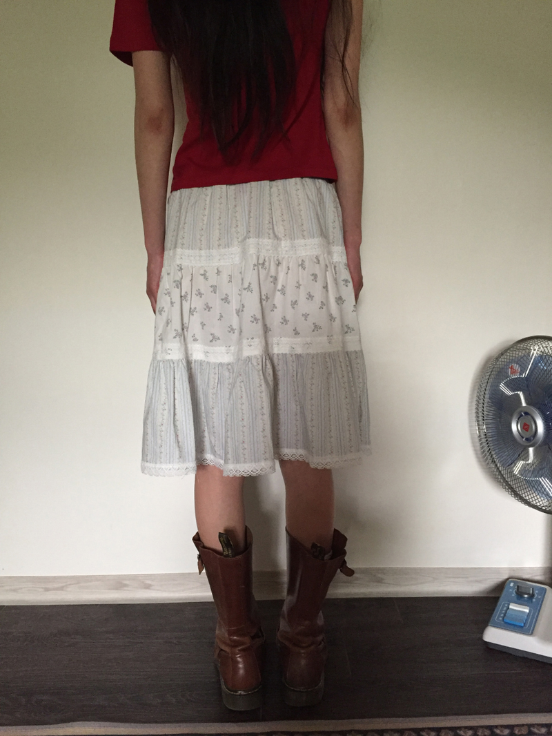 YWD COLOR-BLOCK FLORAL SKIRT (2color)