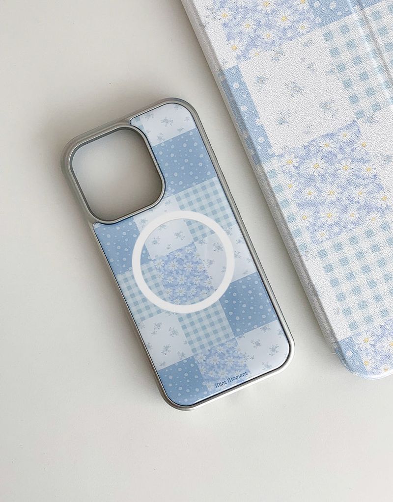  [MADE]ブルーパッチ シルバーエポキシ MagSafe iPhoneケース