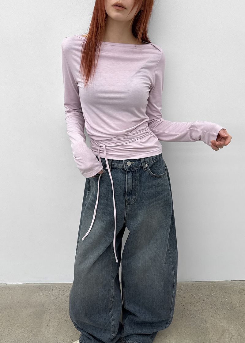 [MADE] Fullon Strap Boat-Neck Long-Sleeve T-Shirt