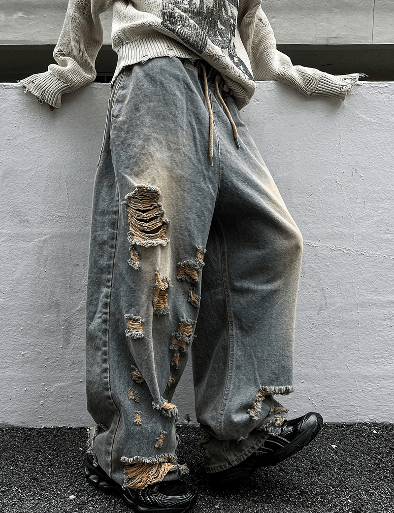 vintage washing butter denim pants