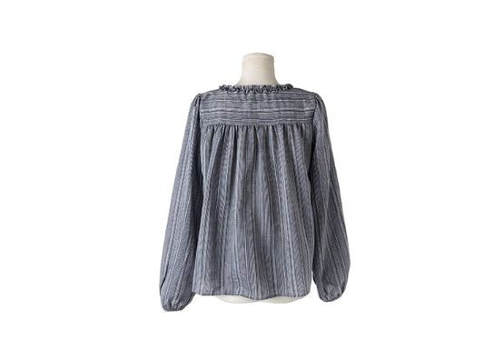 Anna Stripe Lace Frill Layered Blouse