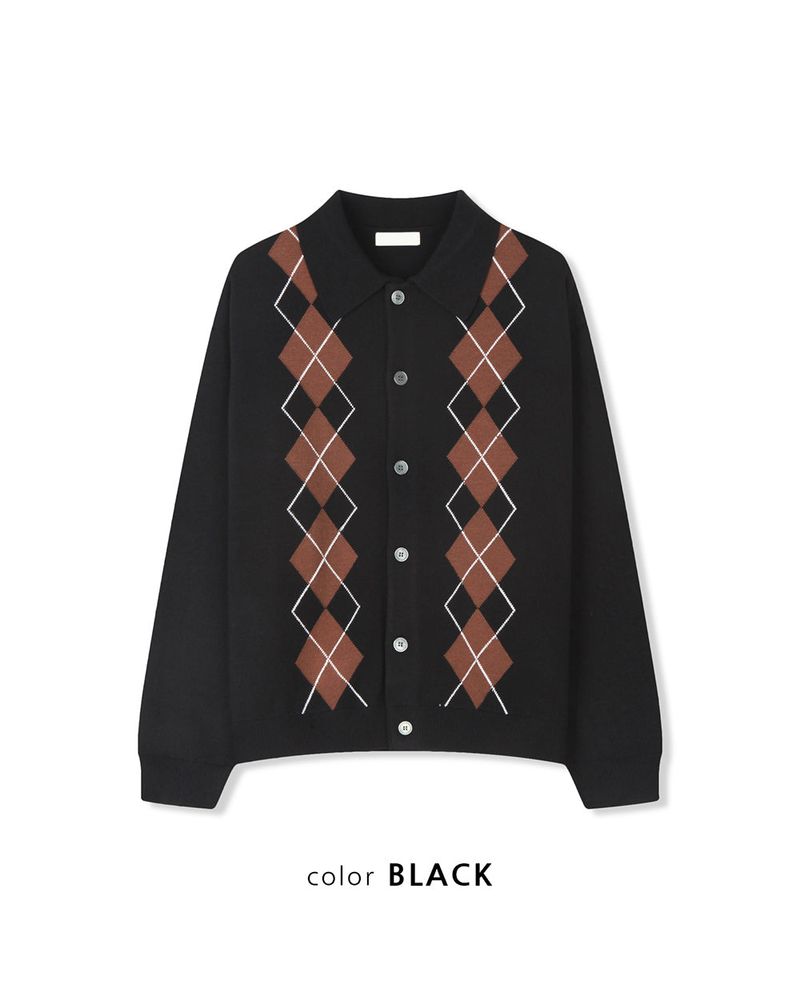 Thebel Argyle Knit Cardigan