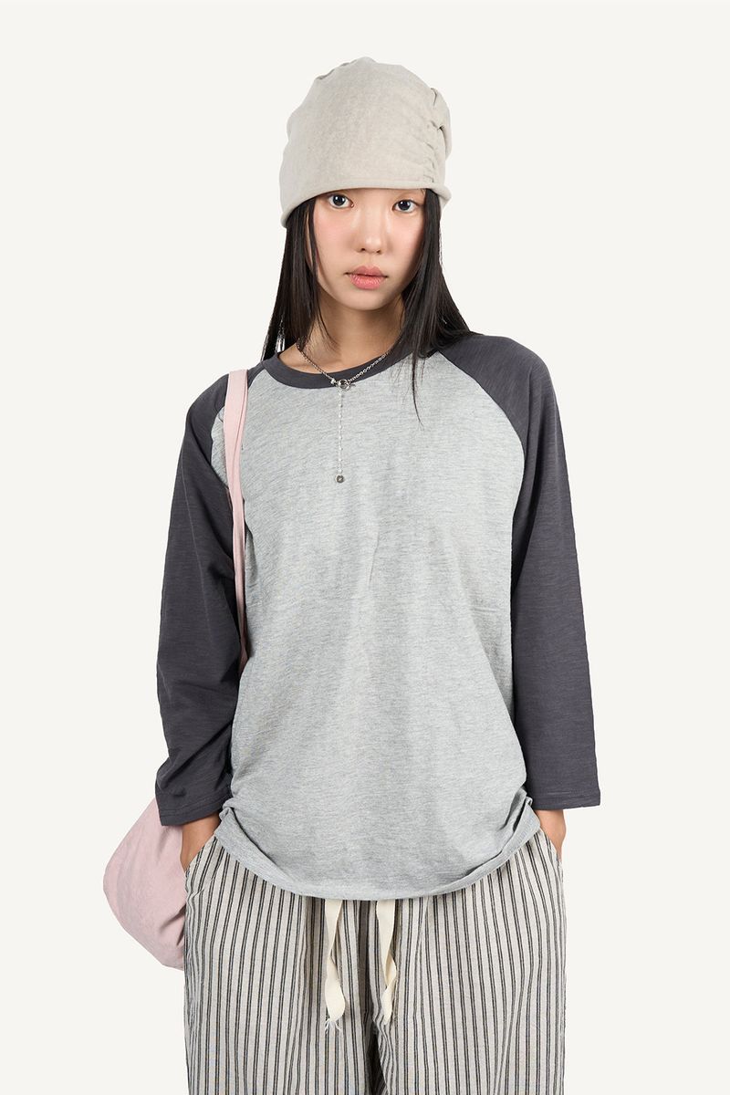 Raucohouse（ラウコハウス）の「Slub color matching raglan three quarter T-shirt（Tops）」