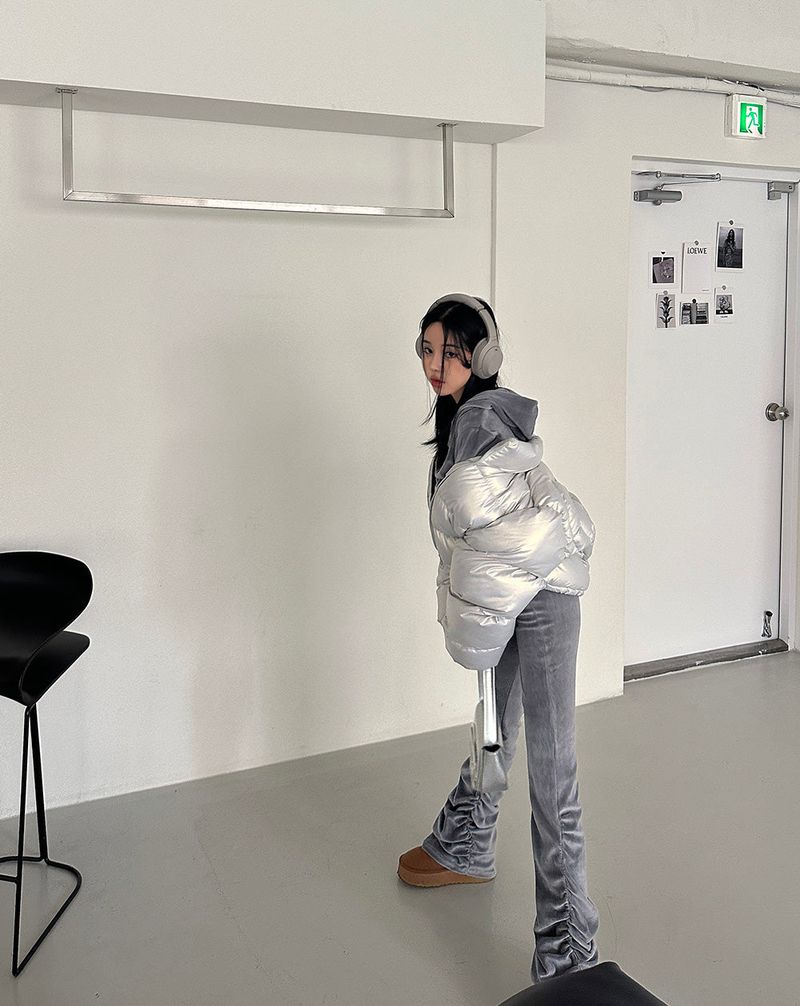Heart hologram wellon short padded coat