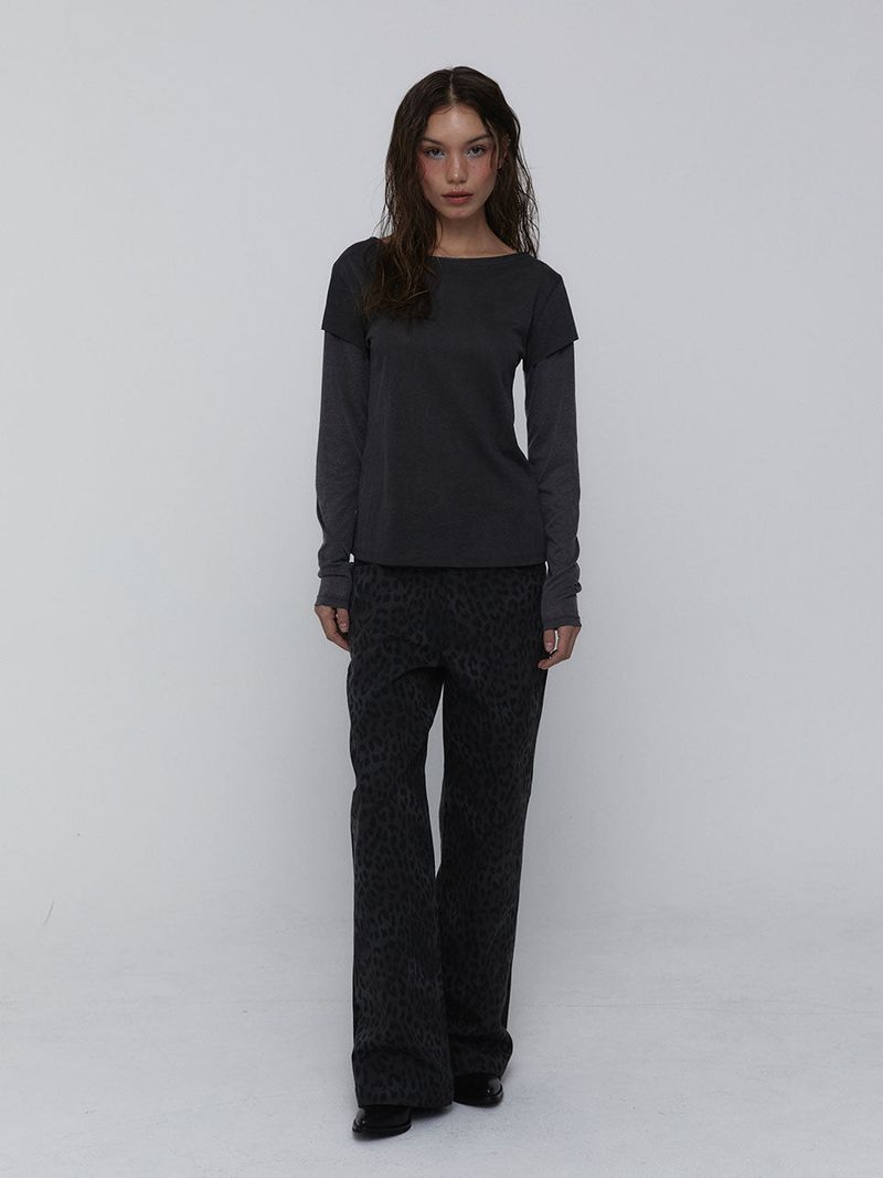 Layered Long Sleeve Top_Charcoal