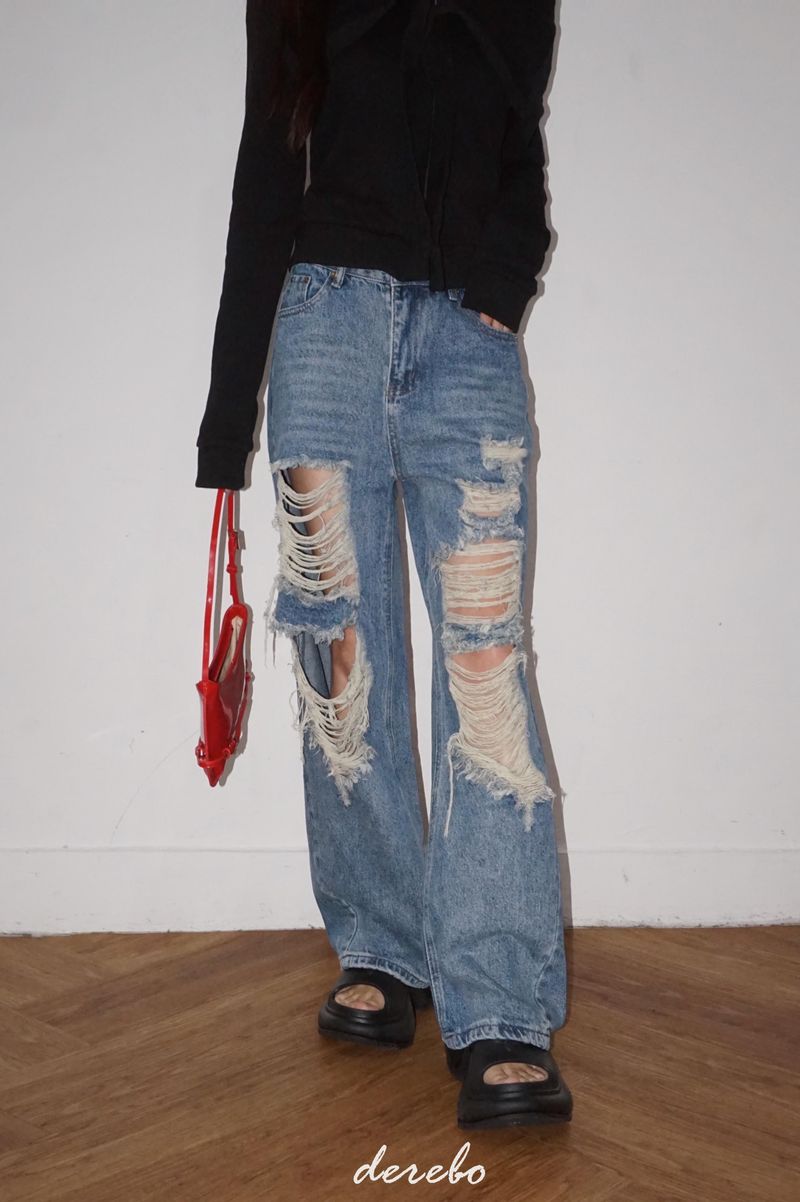 Vintage open wide denim pants