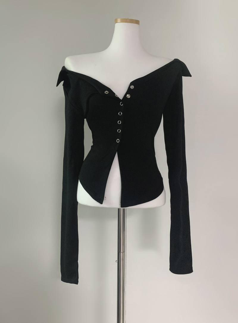 Prairin Unbalanced Button Top (2color)