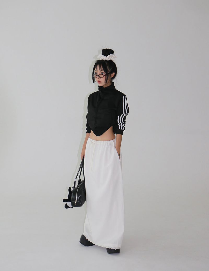 lace string maxi long skirt
