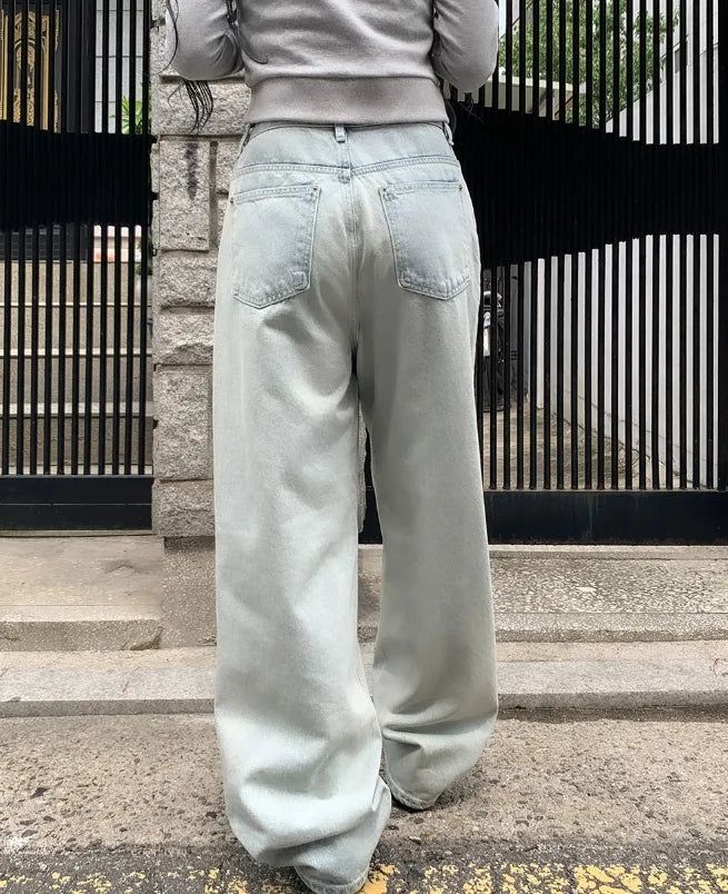 Delf Ice Washed Wide Denim Pants