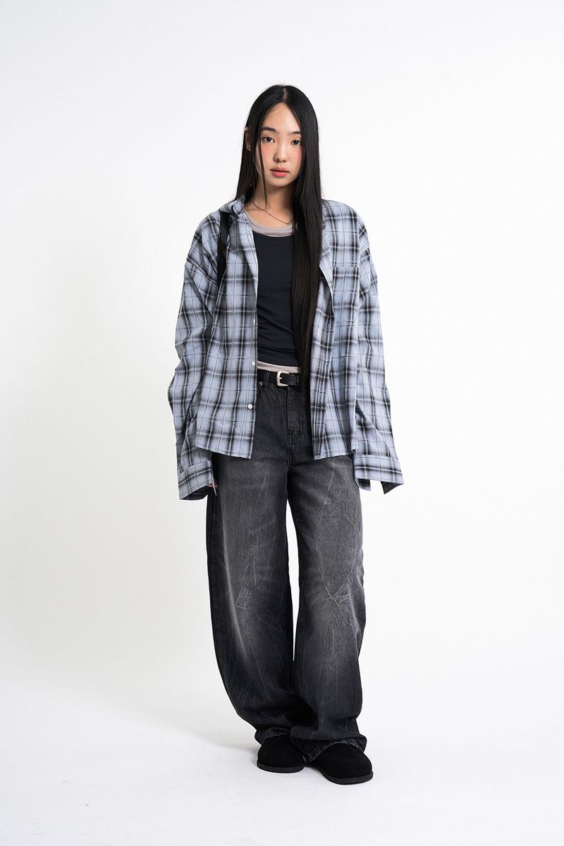 Lucent pigment over check shirt
