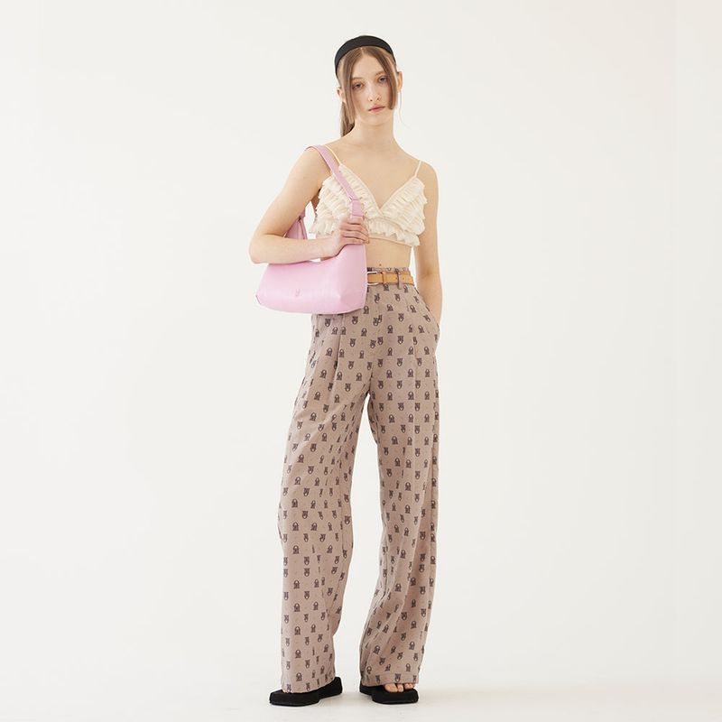 LOGO TWOTUCK WIDE PANTS (BEIGE)