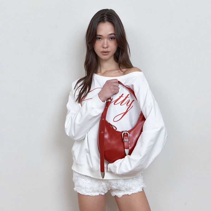C DOUBLE BELT MINI HOBO BAG_RED