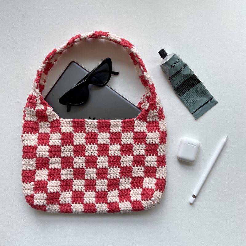 [MADE] Étang Baguette Bag | Checkerboard Coral Pink
