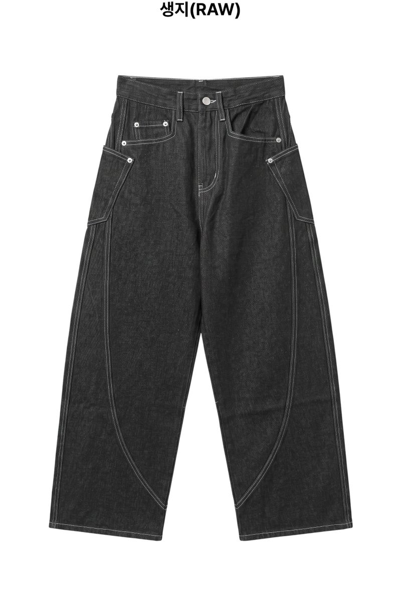 Jeff Big Pocket Washed Curved Jeans