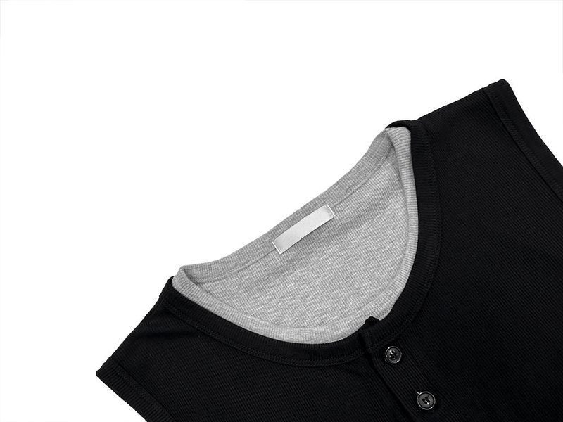 Aron Layered Henley Neck Sleeveless