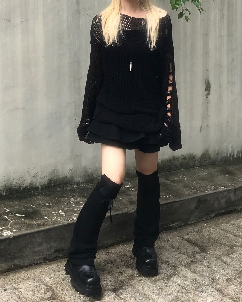 vintage punk damage long knitwear