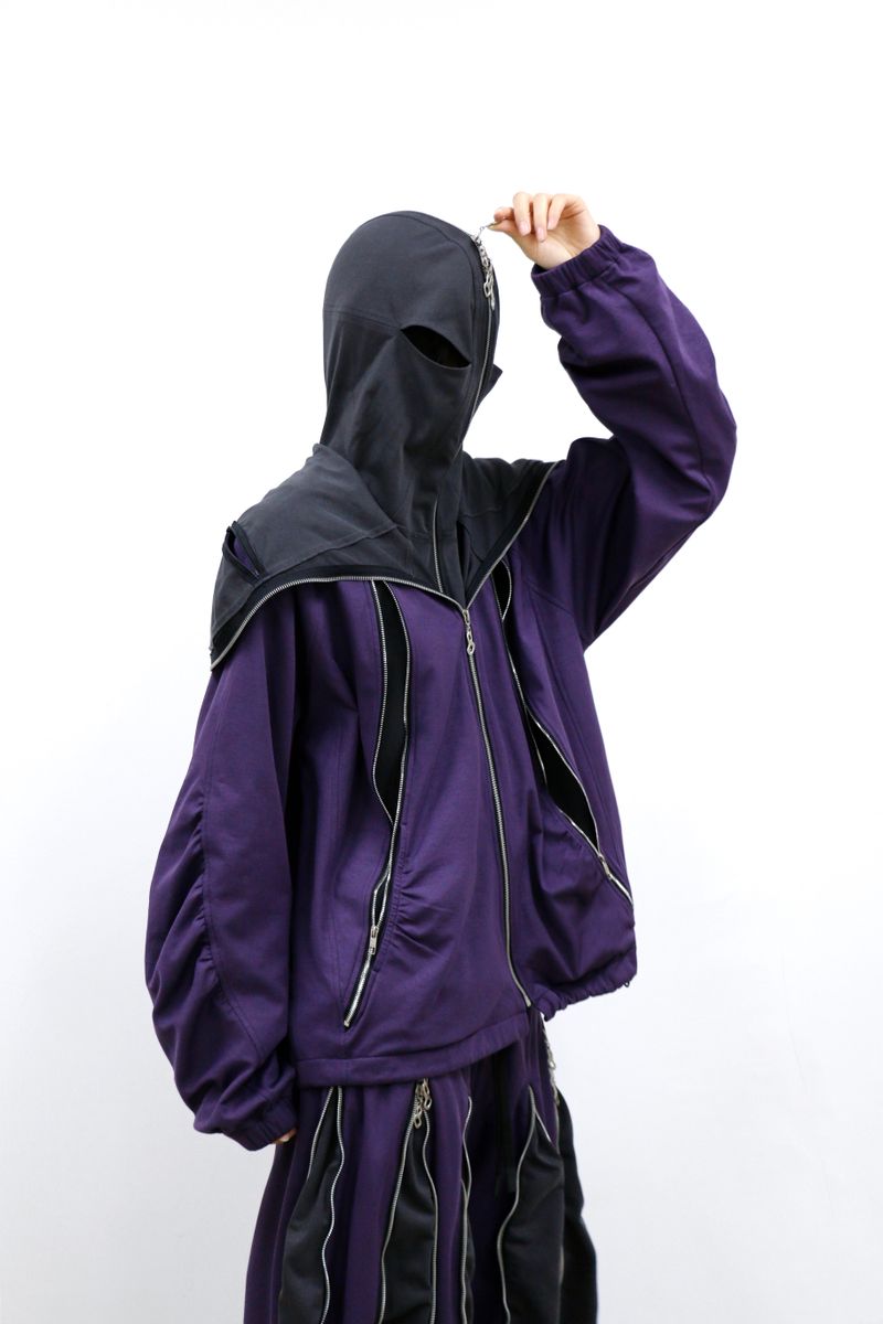 RELABEL (Dream Fracture) Multi-Zip Genuine Double-Layer Cut Four-Zip Hooded Back-Zip Oversized Sweatshirt
