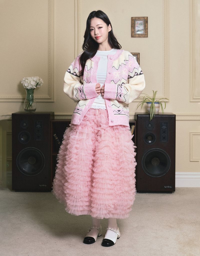 [ATELIER] Rachel Volume Flare Tulle Skirt Pink