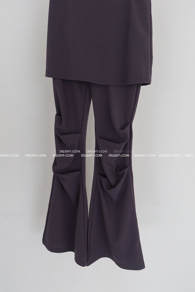 Crew Shirring Skirt Layered Bootcut Pants