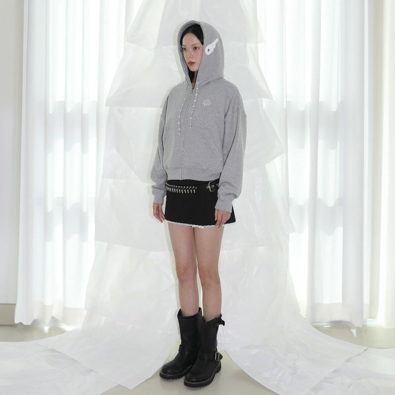 Wings Hooded Zip-up - GREY