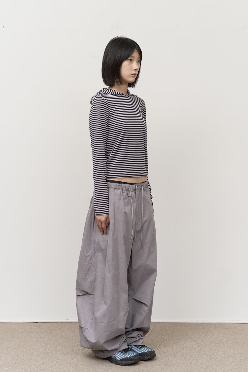 (W) Mee Striped Hooded Top