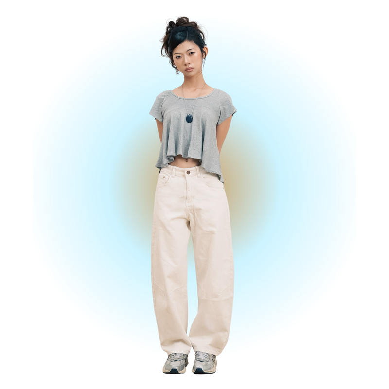 Tiberinus City（ティベリヌス シティー）の「Tiberinus - ダートバレルジーンズ - フレンチバニラ -  Cotton Denim（パンツ）」
