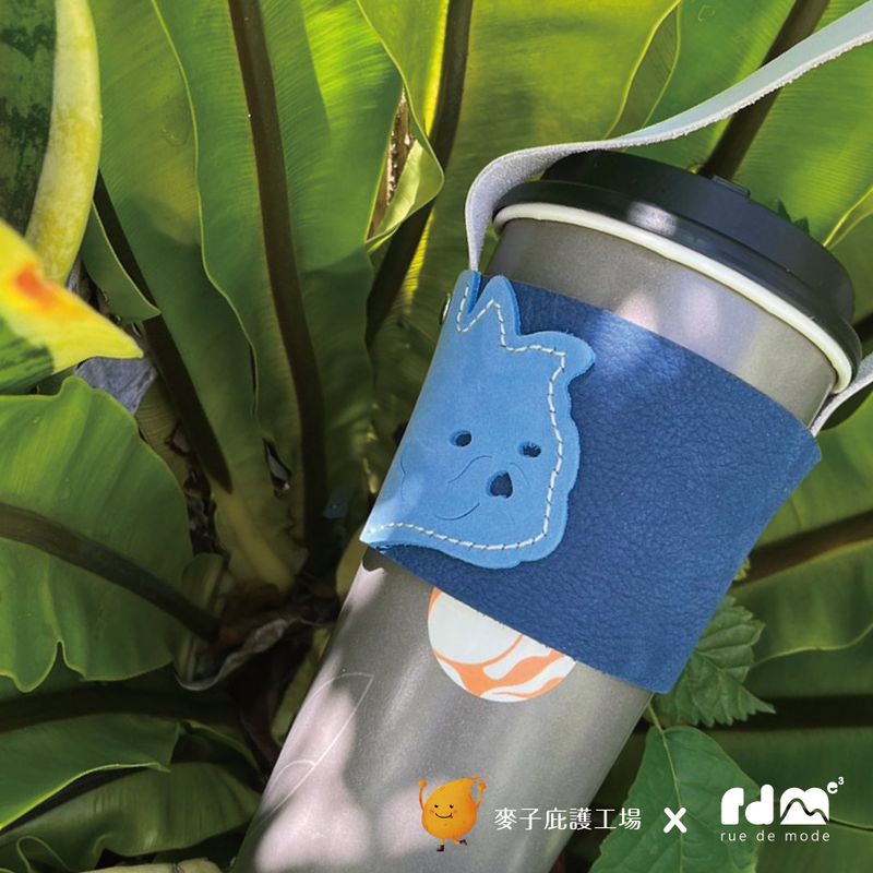 French Bulldog genuine leather drink bag