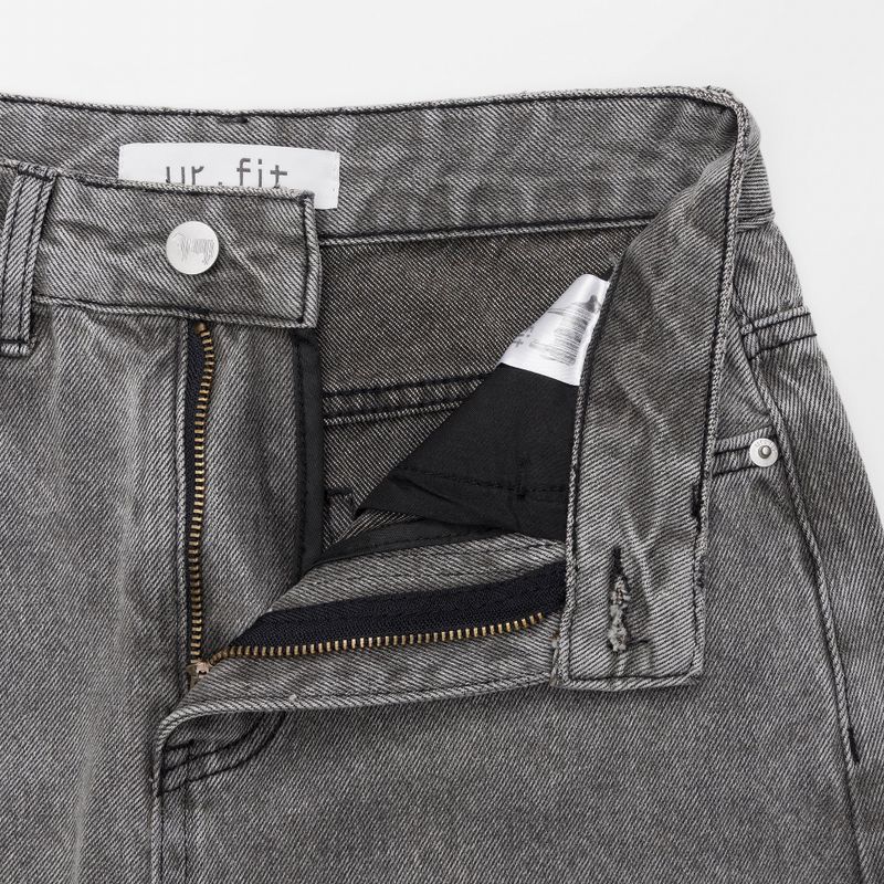 GRAY SEMI WIDE DENIM PANTS code 18113