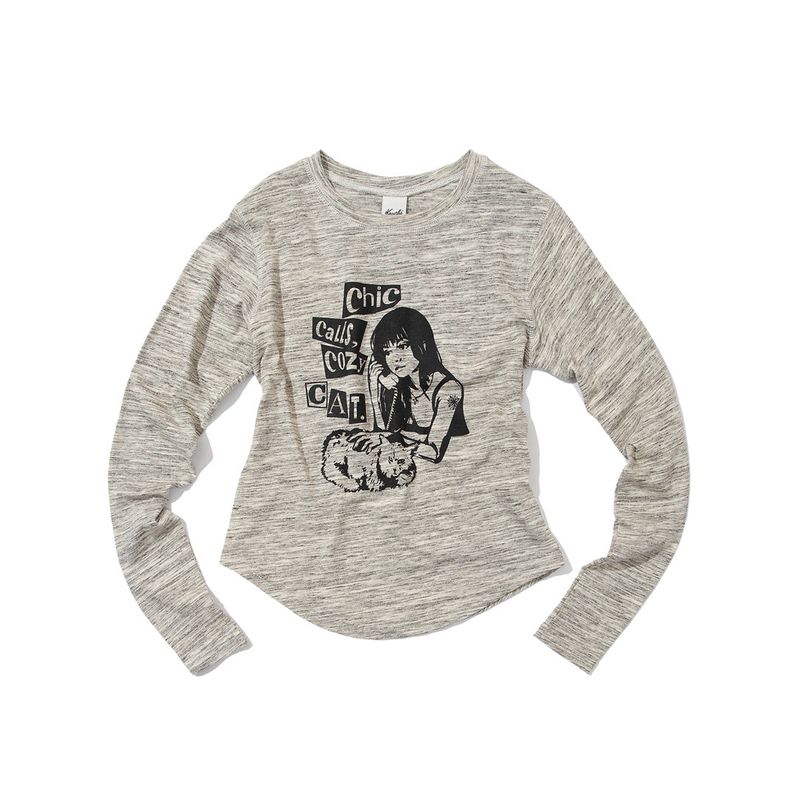 KRUCHI(クルチ)の「Chic Calls Cozy Cat long-sleeved (GRAY)(Tops)」