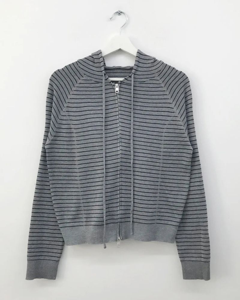 Bobby Striped Knit Zip-Up Hoodie (7color)