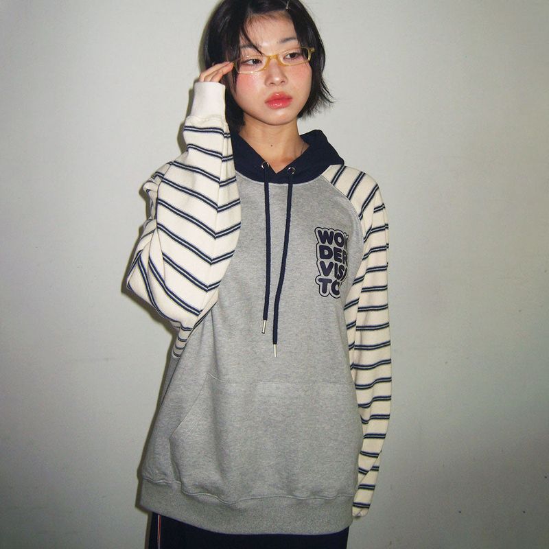 Logo mixed Raglan Hoodie [2 color]
