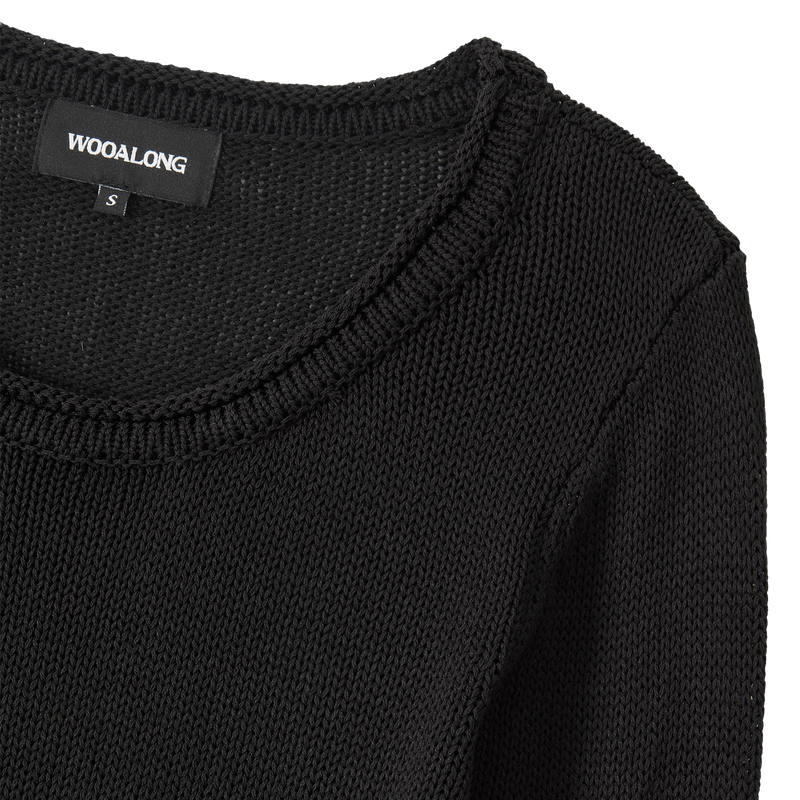 Mesh Cutout Knit - BLACK