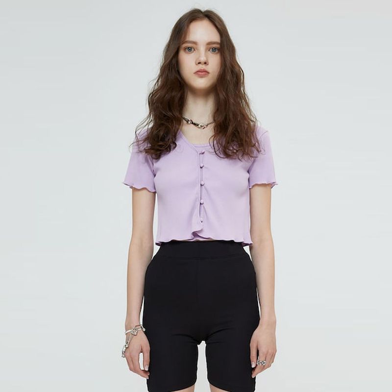 SPERONE(スペロネ)の「BUTTON FRONT CROP CARDIGAN (LAVENDER)()」