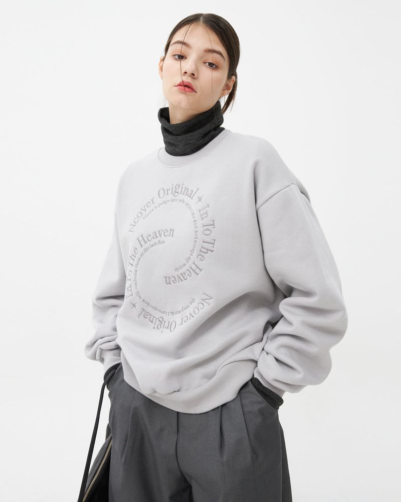 SEMICIRCLE TEXT SWEATSHIRT-GREY