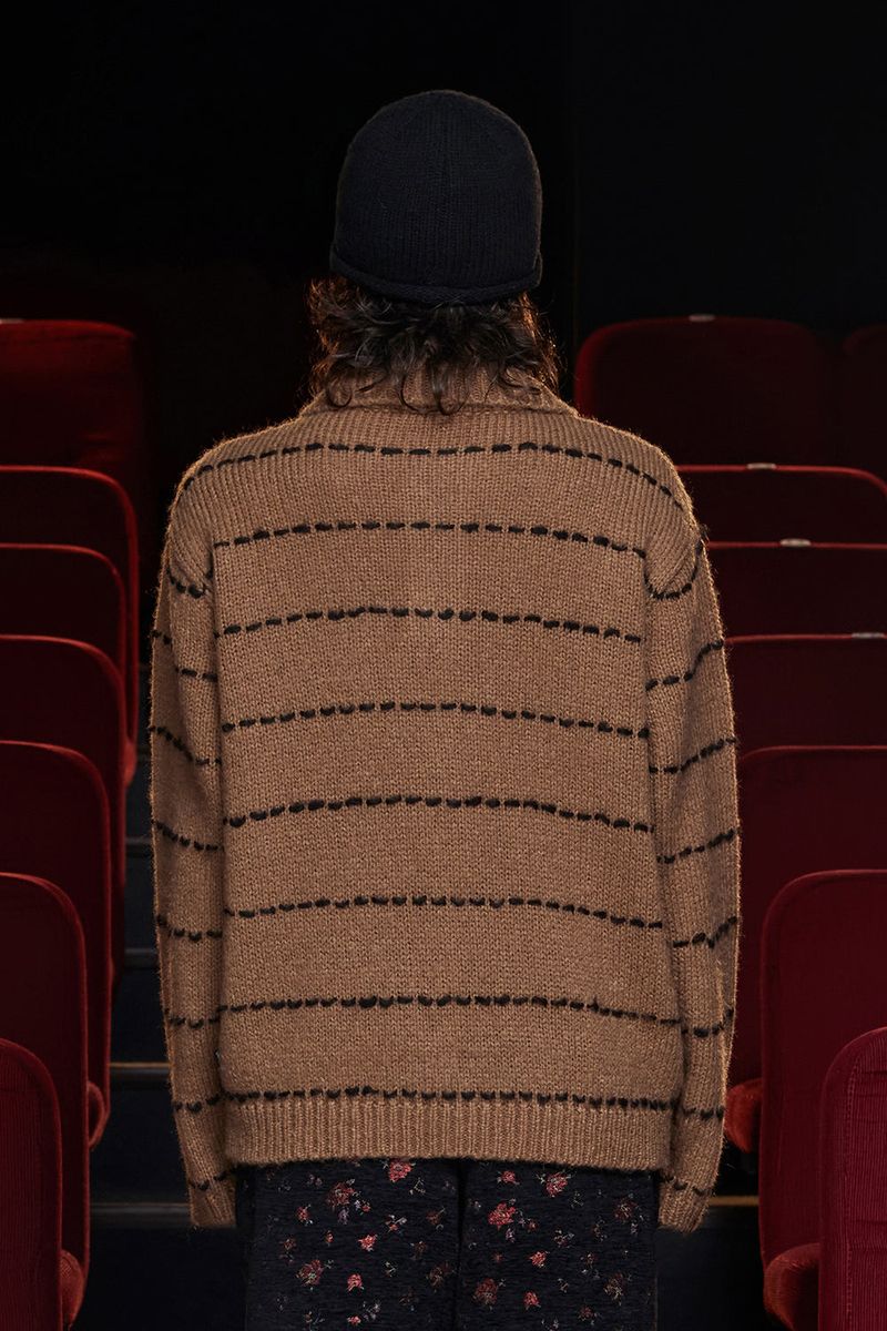 STITCH RUGBY POLO KNIT / DARK BEIGE