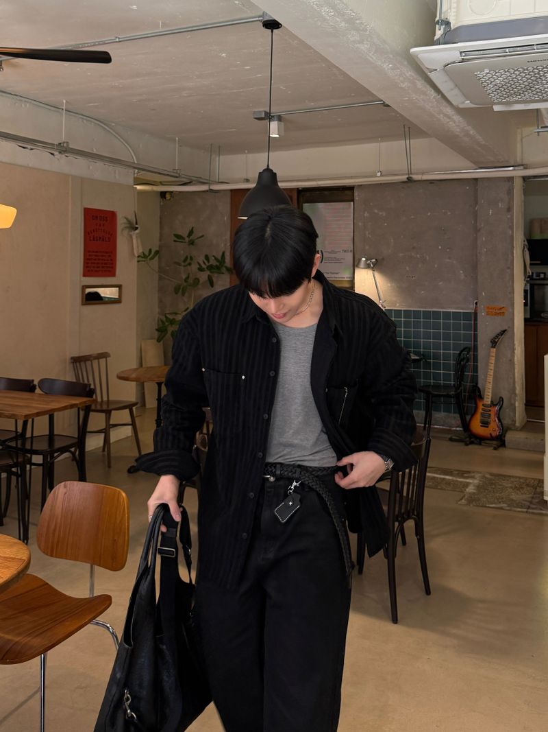 Black coated denim pants