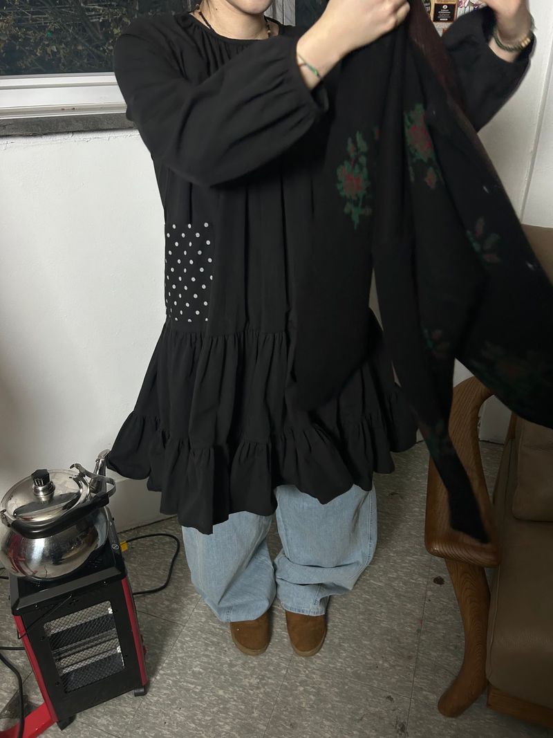 (2color) dot frill dress