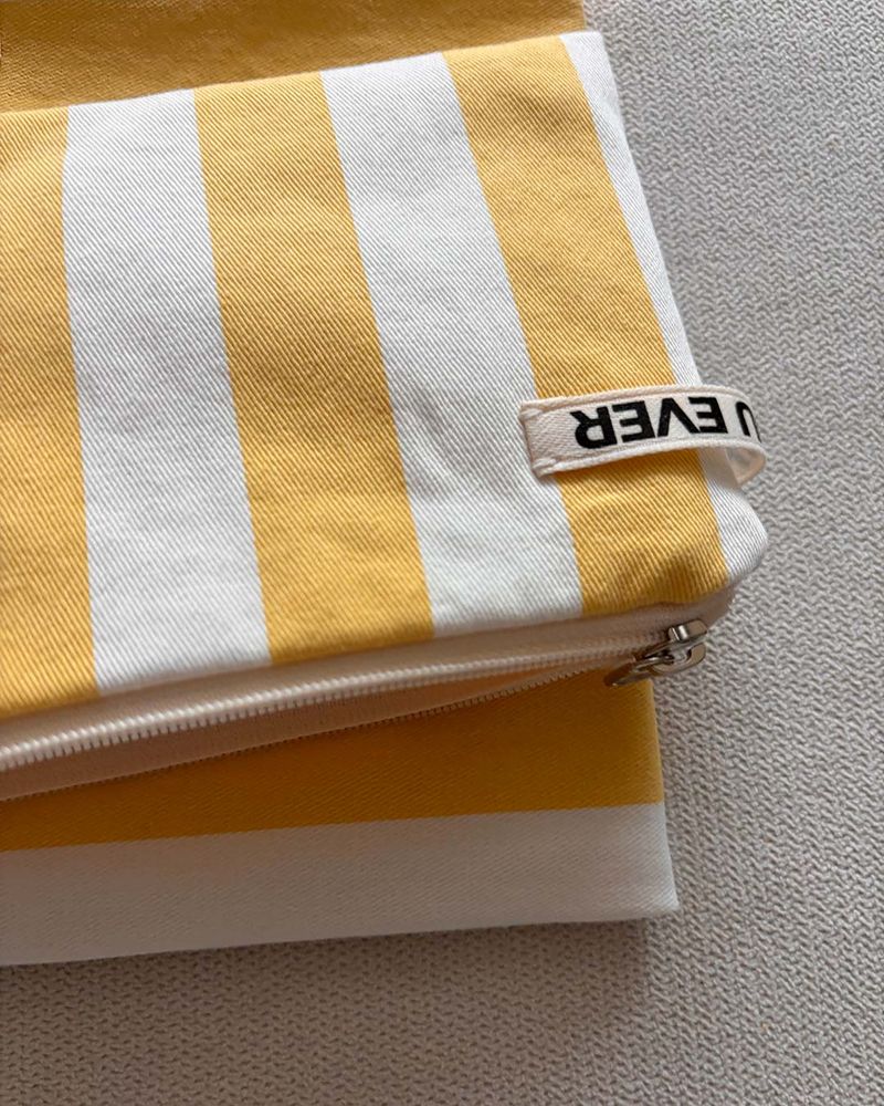 Wide stripe flat pouch - yellow , S size