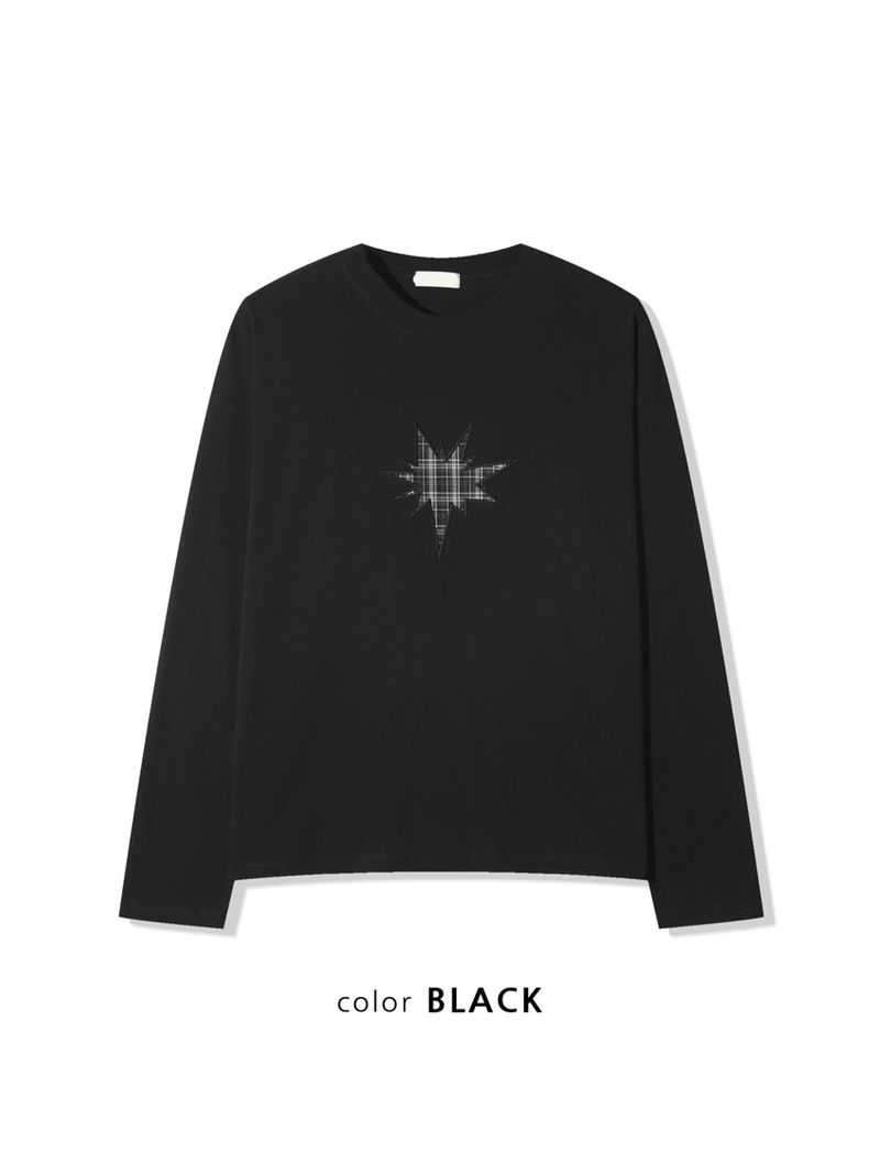 No.1366 check star patch T (3color)