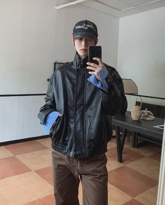 Raoul High-Neck Leather Jacket