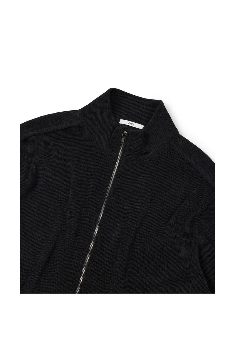 (BASE) MONO KNIT ZIP UP (BLACK)