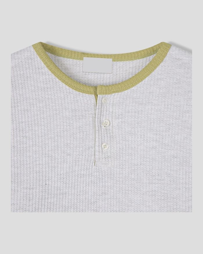 (UNISEX) ヘンリーネック ワッフル ウォーマー ティー
